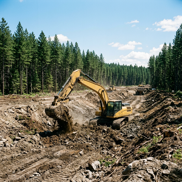 Heavy equipment clearing land